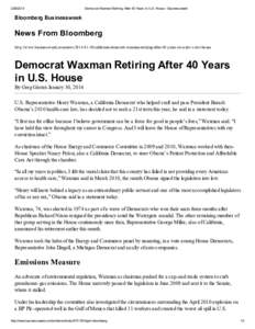 [removed]Democrat Waxman Retiring After 40 Years in U.S. House - Businessweek Bloomberg Businessweek