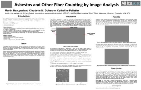 Asbestos and Other Fiber Counting by Image Analysis Martin Beauparlant, Claudette M. Dufresne, Catheline Pelletier Institut de recherche Robert-Sauvé en santé et en sécurité du travail (IRSST), 505 De Maisonneuve Blv