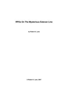 RPOs On The Mysterious Estevan Line