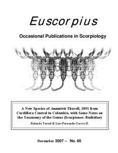 Euscorpius Occasional Publications in Scorpiology