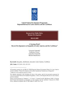 United Nations Development Programme Regional Bureau for Latin America and the Caribbean Research for Public Policy Human Development HD[removed]