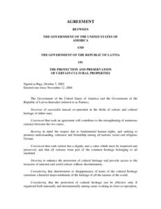 AGREEMENT BETWEEN THE GOVERNMENT OF THE UNITED STATES OF