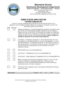 Skamania County  Community Development Department Building/Fire Marshal Environmental Health Planning