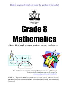 NAEP Practice Test Booklet - Mathematics - Grade 8