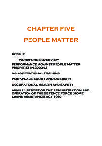 CHAPTER FIVE PEOPLE MATTER PEOPLE WORKFORCE OVERVIEW PERFORMANCE AGAINST PEOPLE MATTER PRIORITIES IN