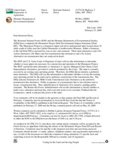 Montana DEQ - Montanore Project Draft EIS cover letter