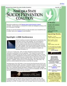 Nebraska State Suicide Coalition Newsletter