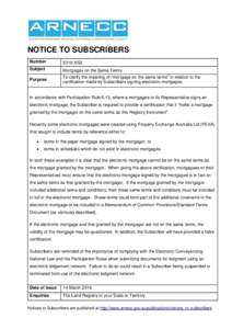 NOTICE TO SUBSCRIBERS Number 2016-NS2  Subject