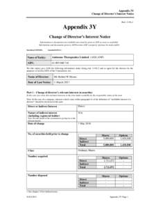 Appendix 3Y Change of Director’s Interest Notice Rule 3.19A.2 Appendix 3Y Change of Director’s Interest Notice