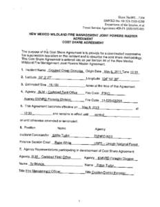 Share No[removed]EMNRD No[removed]0288 Department of the Interior, et al Forest Service Agreement #08-Fl[removed]NEW MEXICO WILDLAND FIRE MANAGEMENT JOINT