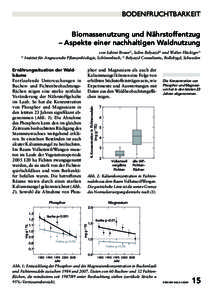 bodenfruchtbarkeit Biomassenutzung und Nährstoffentzug – Aspekte einer nachhaltigen Waldnutzung von Sabine Braun1), Salim Belyazid2) und Walter Flückiger1) Institut für Angewandte Pflanzenbiologie, Schönenbuch, 2) 