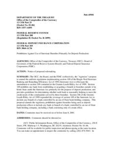 Pub[removed]DEPARTMENT OF THE TREASURY Office of the Comptroller of the Currency 12 CFR Part 25 [Docket No[removed]RIN 1557-AB95