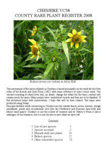 CHESHIRE VC58 COUNTY RARE PLANT REGISTER 2008