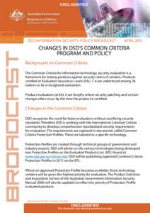 UNCLASSIFIED  DSD information security policy broadcast April 2011