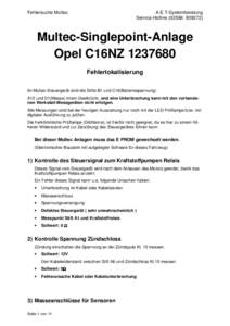 Fehlersuche Multec  A.E.T-Systemberatung Service-Hotline[removed]Multec-Singlepoint-Anlage