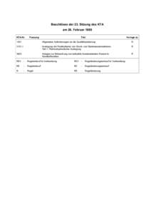 Beschlüsse der 23. Sitzung des KTA am 26. Februar 1980 KTA-Nr. Fassung