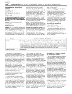 4500  Federal Register / Vol. 66, No[removed]Wednesday, January 17, [removed]Rules and Regulations ENVIRONMENTAL PROTECTION AGENCY