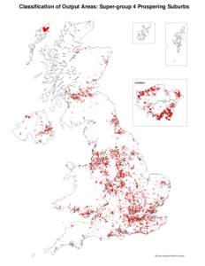 Classification of Output Areas: Super-group 4 Prospering Suburbs  London @ Crown Copyright (ONS272183.2004)