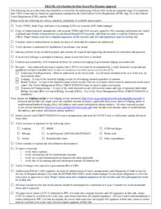 TRAVEL AO Checklist for Post-Travel Pre-Payment Approval The following list provides items that should be reviewed by the authorizing official (AO) in the pre-payment stage of a temporary duty (TDY) claim and are based o