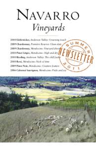 NAVARRO Vineyards 2010 Edelzwicker, Anderson Valley: Crowning touch 2009 Chardonnay, Mendocino: Vineyard driven