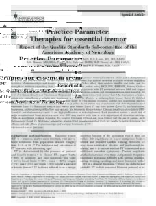 Special Article  CME Practice Parameter: Therapies for essential tremor