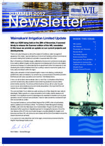 SUMMER[removed]Newsletter Waimakariri Irrigation Limited Update  INSIDE THIS ISSUE: