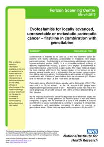 Evofosfamide for locally advanced, unresectable or metastatic pancreatic cancer – first line in combination with gemcitabine
