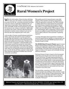 ORGANIC FACT SHEET  In Her Boots Rural Women’s Project
