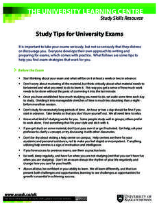 THE UNIVERSITY LEARNING CENTRE  	
   Study Skills Resource