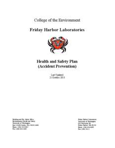 College of the Environment  Friday Harbor Laboratories Health and Safety Plan (Accident Prevention)