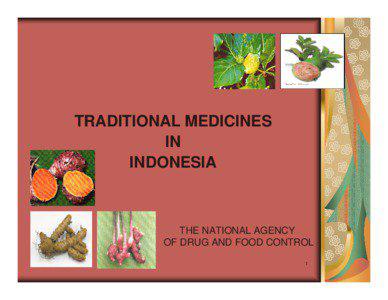 TRADITIONAL MEDICINES IN INDONESIA