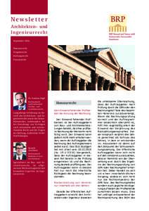 Newslet ter Architekten- und I n ge n ie u r r e c ht September 2016 Honorarrecht Vergaberecht