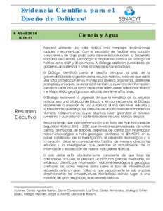 Evidencia Científica para el Diseño de Políticas1 8 Abril 2016 ECDP-01  Ciencia y Agua