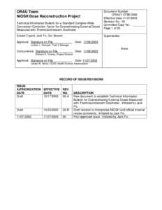 ORAU Team NIOSH Dose Reconstruction Project Technical Information Bulletin for a Standard Complex-Wide Conversion/Correction Factor for Overestimating External Doses Measured with Thermoluminescent Dosimeter Subject Expe