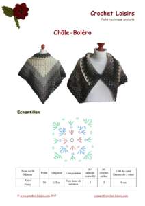 Crochet Loisirs Fiche technique gratuite Châle-Boléro  Echantillon