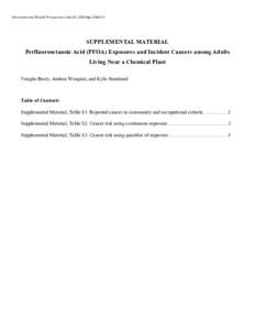 SUPPLEMENTAL MATERIAL: Perfluorooctanoic Acid (PFOA) Exposures and Incident Cancers among Adults Living Near a Chemical Plant