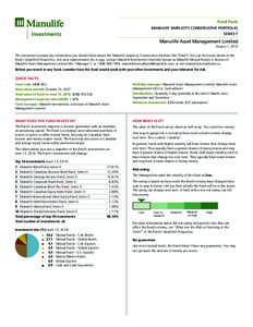 Fund Facts MANULIFE SIMPLICITY CONSERVATIVE PORTFOLIO Investments  SERIES F