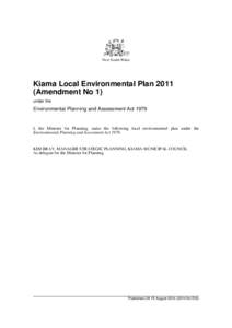 New South Wales  Kiama Local Environmental Plan[removed]Amendment No 1) under the