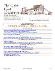 Ties to the Land Newsletter July 2016 – September 2016 USDA is an equal opportunity provider and employer. To file a complaint of discrimination, write to USDA, Assistant Secretary for Civil Rights, Office of the