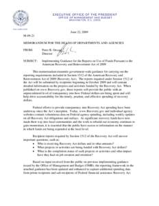 Accountancy / Federalreporting.gov / Economic policy / Public finance / 111th United States Congress / Administration of federal assistance in the United States / Compliance requirements / American Recovery and Reinvestment Act / Government procurement in the United States / Single Audit / United States Office of Management and Budget / Economy of the United States