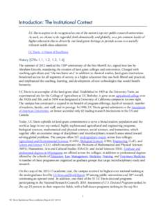 Introduction: The Institutional Context UC Davis aspires to be recognized as one of the nation’s top-tier public research universities. As such, we choose to be regarded, both domestically and globally, as a pre-eminen