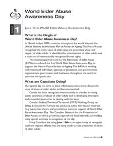 World Elder Abuse Awareness Day