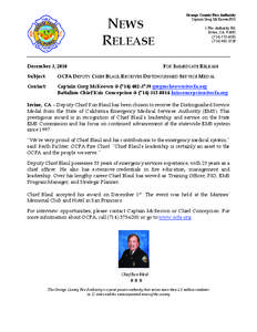 Orange County Fire Authority Captain Greg McKeown/PIO NEWS RELEASE December 3, 2