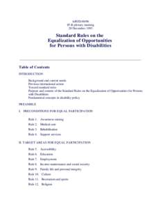 A/RES[removed]th plenary meeting 20 December 1993 Standard Rules on the Equalization of Opportunities