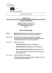 Cotonou Agreement / Africa / Government / Cotonou / Andris Piebalgs / European External Action Service / Michael Cashman / European Parliament / African /  Caribbean and Pacific Group of States / International relations / International trade / European Centre for Development Policy Management