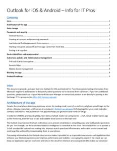 Outlook for iOS & Android – Info for IT Pros Contents Intro ..............................................................................................................................................................