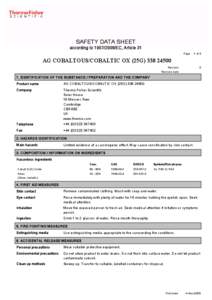 SAFETY DATA SHEET  according to[removed]EC, Article 31