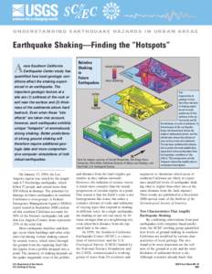 S C EC UNDERSTANDING EARTHQUAKE HAZARDS IN URBAN AREAS Earthquake Shaking—Finding the “Hotspots”  s