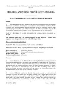 This document relates to the Children and Young People (Scotland) Bill as amended at Stage 2 (SP Bill 27A) CHILDREN AND YOUNG PEOPLE (SCOTLAND) BILL ——————————