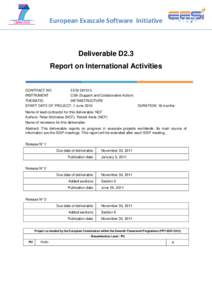 European Exascale Software Initiative  Deliverable D2.3 Report on International Activities  CONTRACT NO